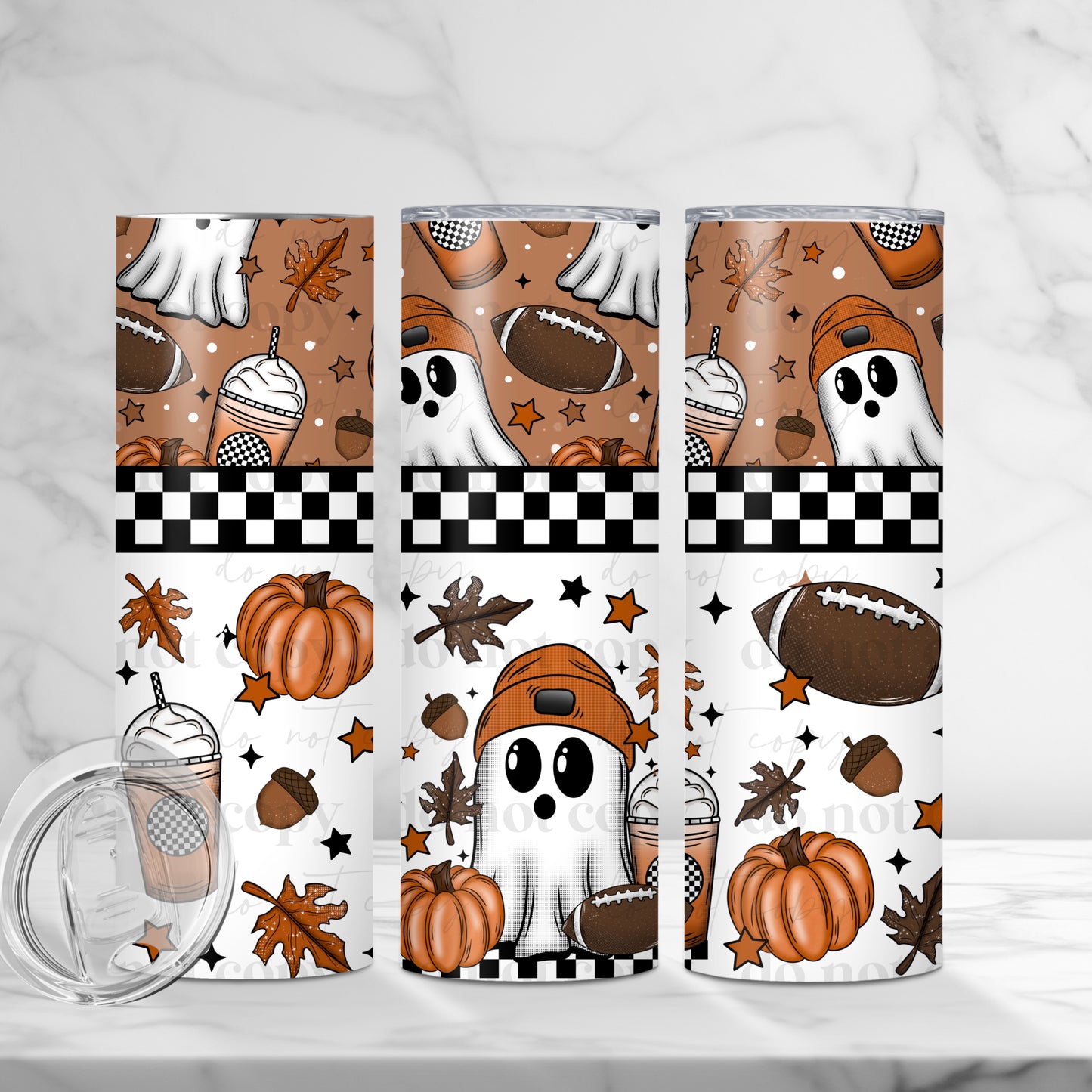 Fall Football Ghost 20 Oz Tumbler